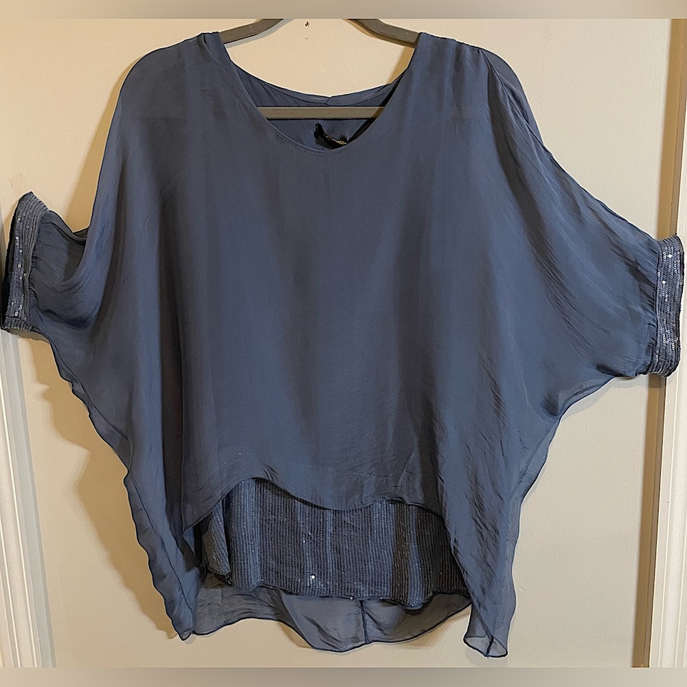 Amati, Made in Italy, Silk & Viscose Sequin Blouse, New w Tags
